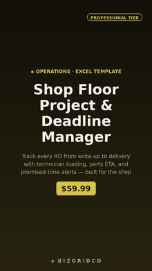 Shop Floor Project & Deadline Manager | Auto Repair RO Tracker | Bay Loading | Parts ETA | Promise Time Alerts - BizGridCo.