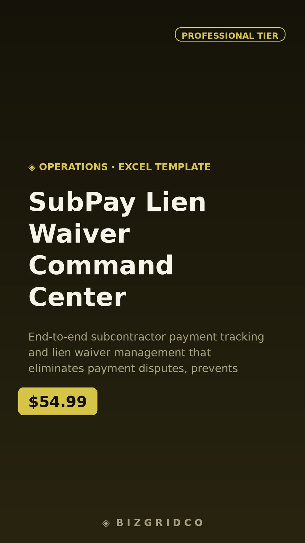 SubPay Lien Waiver Command Center | Subcontractor Payment Tracker | Draw Cycle Manager for GCs - BizGridCo.