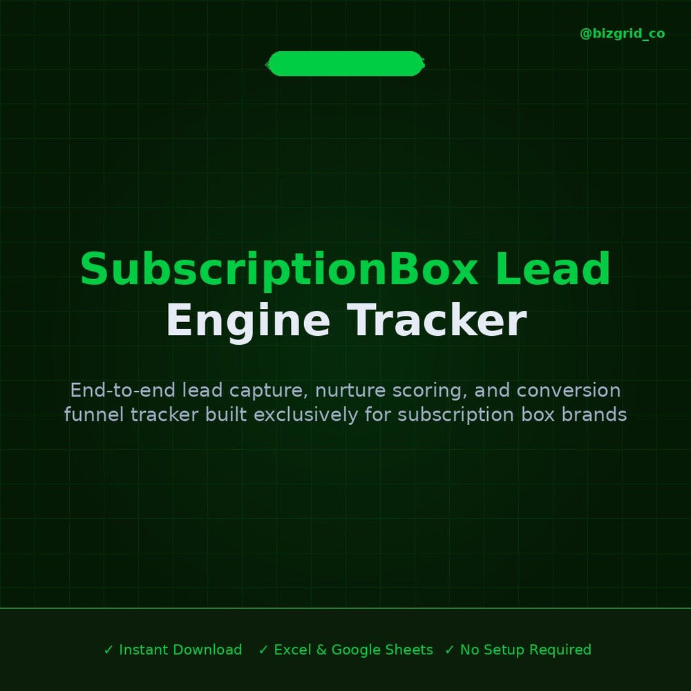Subscription Box Lead Tracker Excel Template | Lead Capture Nurture Scoring Conversion Funnel CRM - BizGridCo.