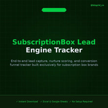 Subscription Box Lead Tracker Excel Template | Lead Capture Nurture Scoring Conversion Funnel CRM - BizGridCo.