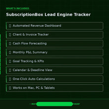 Subscription Box Lead Tracker Excel Template | Lead Capture Nurture Scoring Conversion Funnel CRM - BizGridCo.