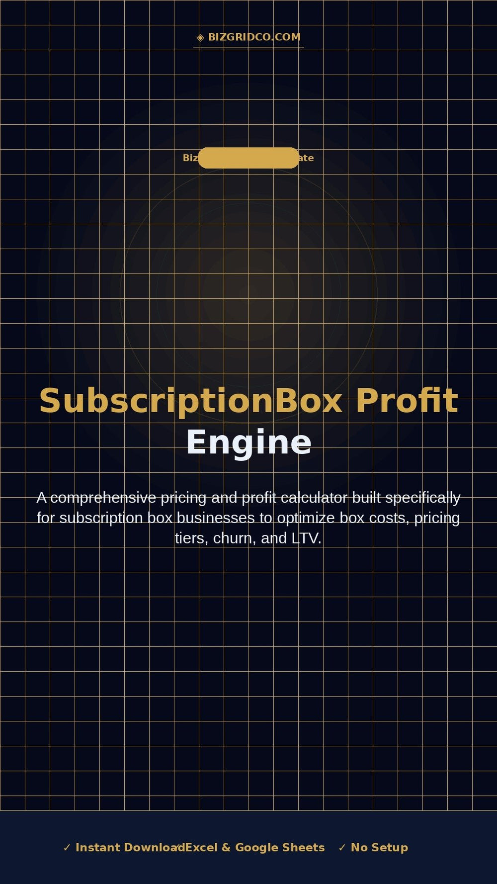 Subscription Box Profit Calculator Excel Template Pricing Churn LTV Tracker Small Business Finance - BizGridCo.