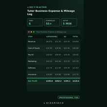 Tutor Business Expense & Mileage Log | Schedule C Tax Tracker for Independent Tutors | Excel & Sheets - BizGridCo.