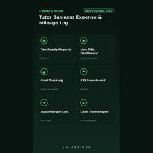 Tutor Business Expense & Mileage Log | Schedule C Tax Tracker for Independent Tutors | Excel & Sheets - BizGridCo.
