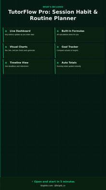Tutor Session Planner Excel Template | Weekly Habit Tracker for Tutoring Business Student Scheduling - BizGridCo.