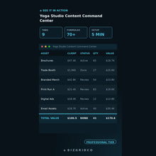 Yoga Studio Content Planner | Social Media and Email Marketing Spreadsheet for Studio Owners with Class Scheduling - BizGridCo.