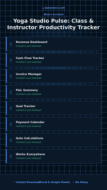 Yoga Studio Tracker Excel | Class Attendance, Instructor & Revenue Per Mat Spreadsheet Template - BizGridCo.